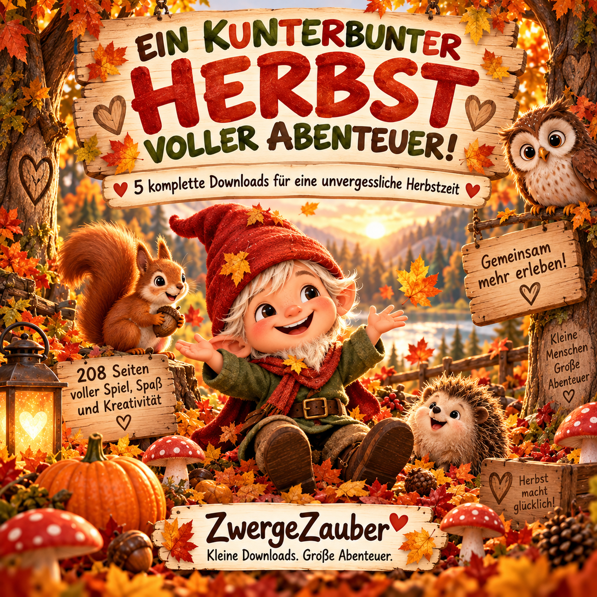 Herbst Bundle XXL von ZwergeZauber mit 208 Seiten voller Abenteuer, Rätsel, Spiele und Kreativspaß für Kinder