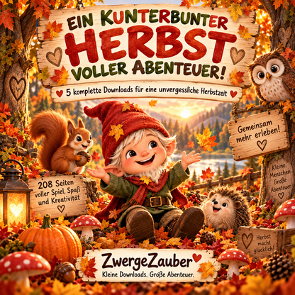 Herbst Bundle XXL von ZwergeZauber mit 208 Seiten voller Abenteuer, Rätsel, Spiele und Kreativspaß für Kinder