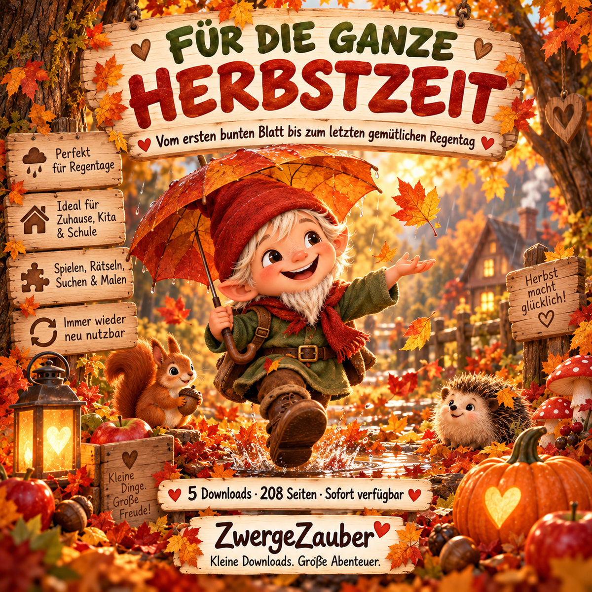 Herbst Beschäftigung für Kinder mit Rätseln, Spielen, Suchaufgaben und Malspaß für gemütliche Herbsttage