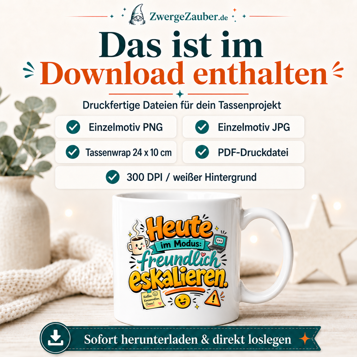ZwergeZauber Tassendesign Heute im Modus: freundlich eskalieren – Verkaufsbild 2
