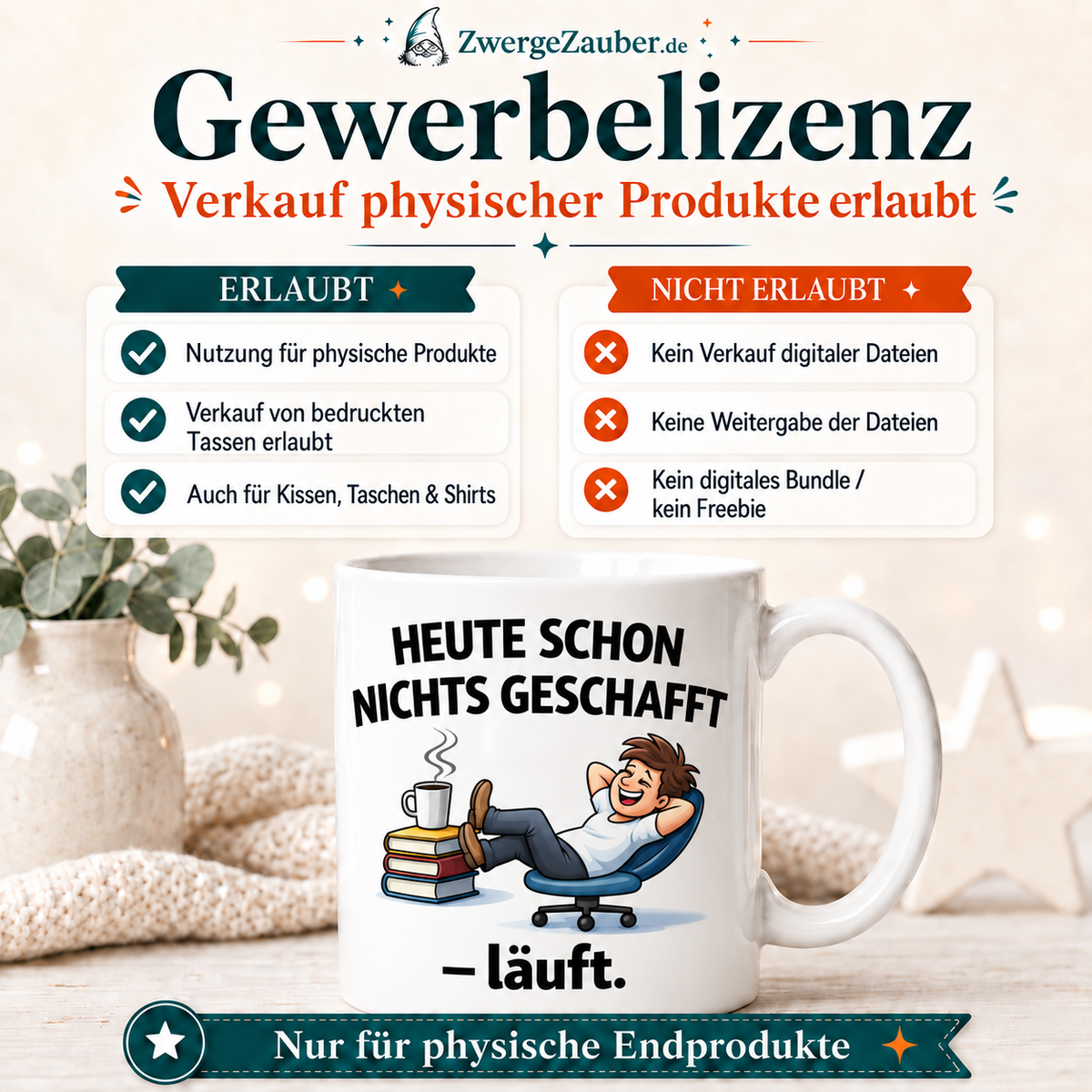 ZwergeZauber Tassendesign Heute schon nichts geschafft – läuft. – Verkaufsbild 4