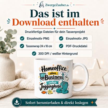 ZwergeZauber Tassendesign Homeoffice: oben Business, unten Jogginghose – Verkaufsbild 2