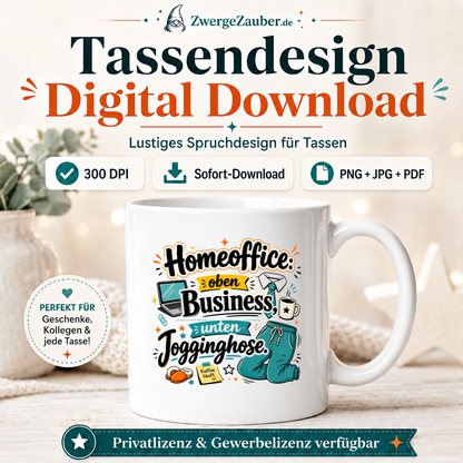 ZwergeZauber Tassendesign Homeoffice: oben Business, unten Jogginghose – Verkaufsbild 1