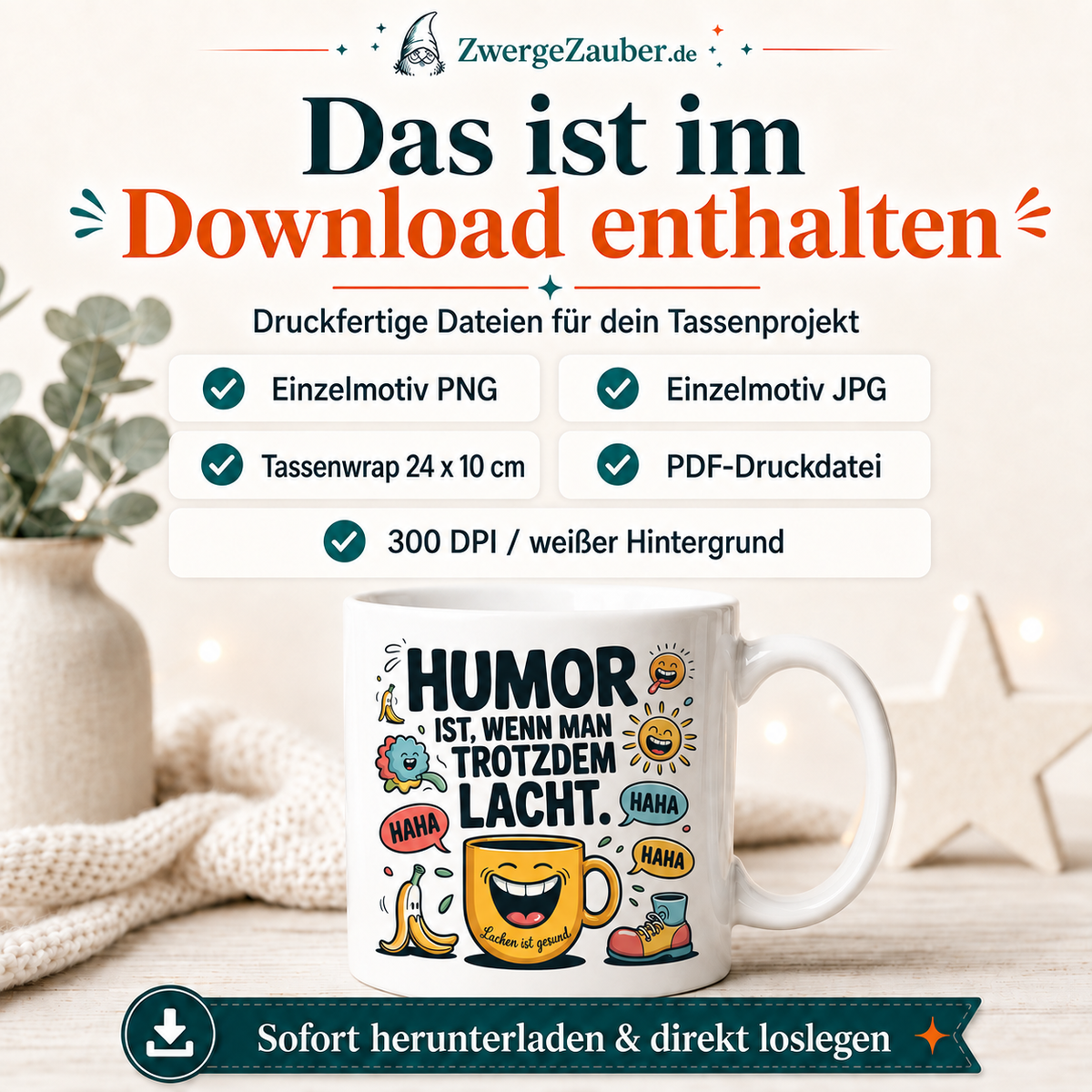 ZwergeZauber Tassendesign Humor ist wenn man trotzdem lacht  – Verkaufsbild 2