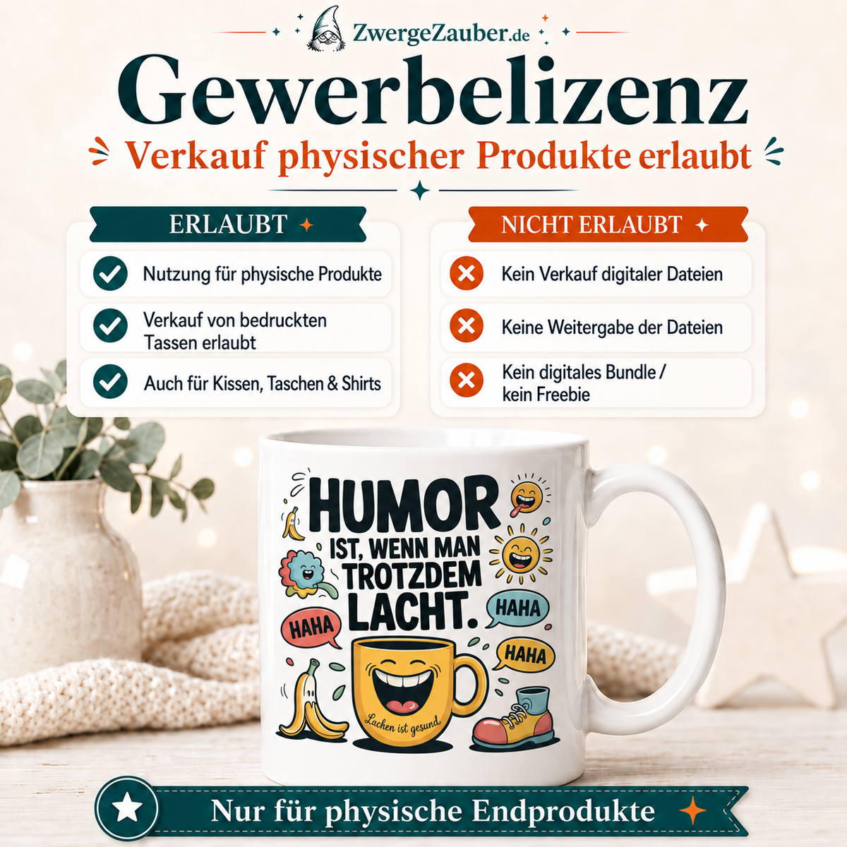 ZwergeZauber Tassendesign Humor ist wenn man trotzdem lacht  – Verkaufsbild 4