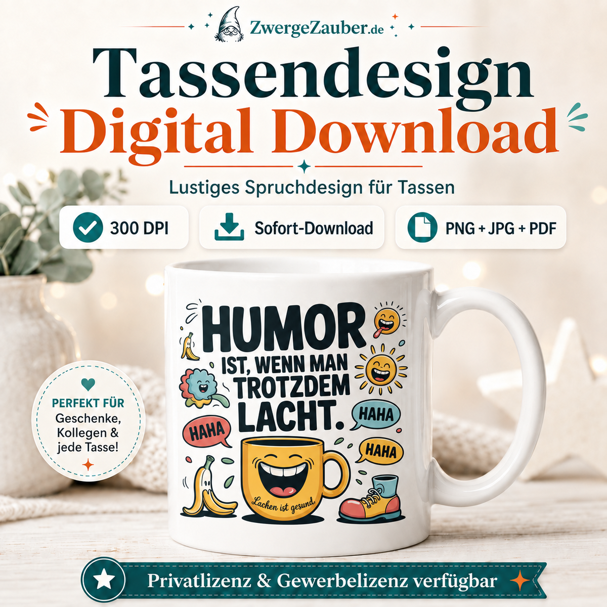 ZwergeZauber Tassendesign Humor ist wenn man trotzdem lacht  – Verkaufsbild 1