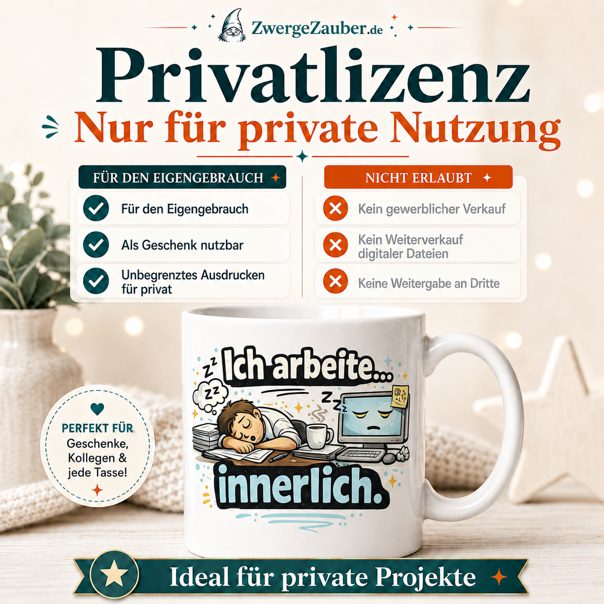 ZwergeZauber Tassendesign Ich arbeite innerlich – Verkaufsbild 3