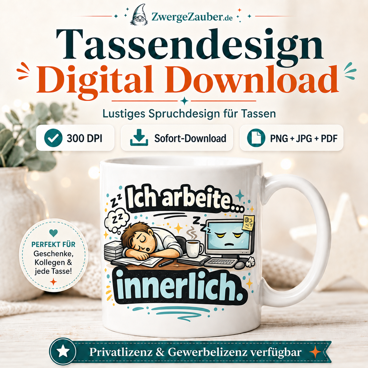 ZwergeZauber Tassendesign Ich arbeite innerlich – Verkaufsbild 1