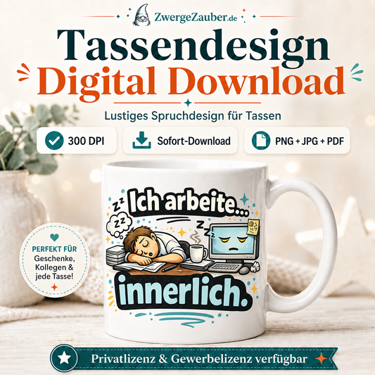 ZwergeZauber Tassendesign Ich arbeite innerlich – Verkaufsbild 1