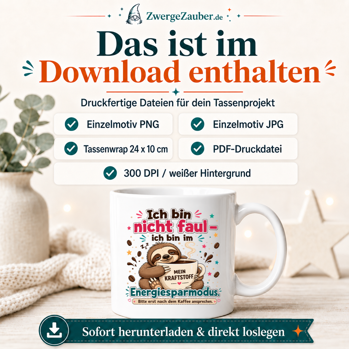 ZwergeZauber Tassendesign Ich bin im Energiesparmodus – Verkaufsbild 2