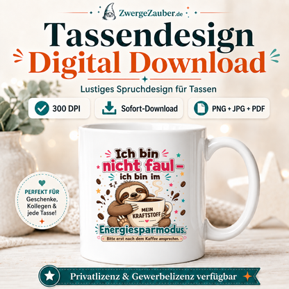 ZwergeZauber Tassendesign Ich bin im Energiesparmodus – Verkaufsbild 1