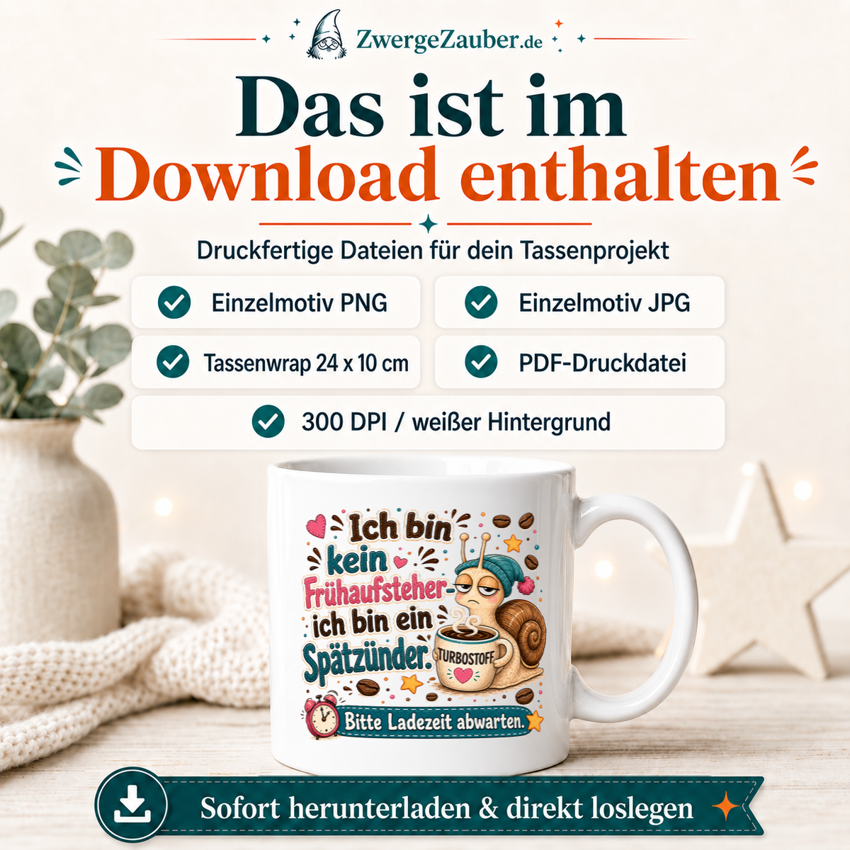 ZwergeZauber Tassendesign Ich bin ein Spätzünder – Verkaufsbild 2