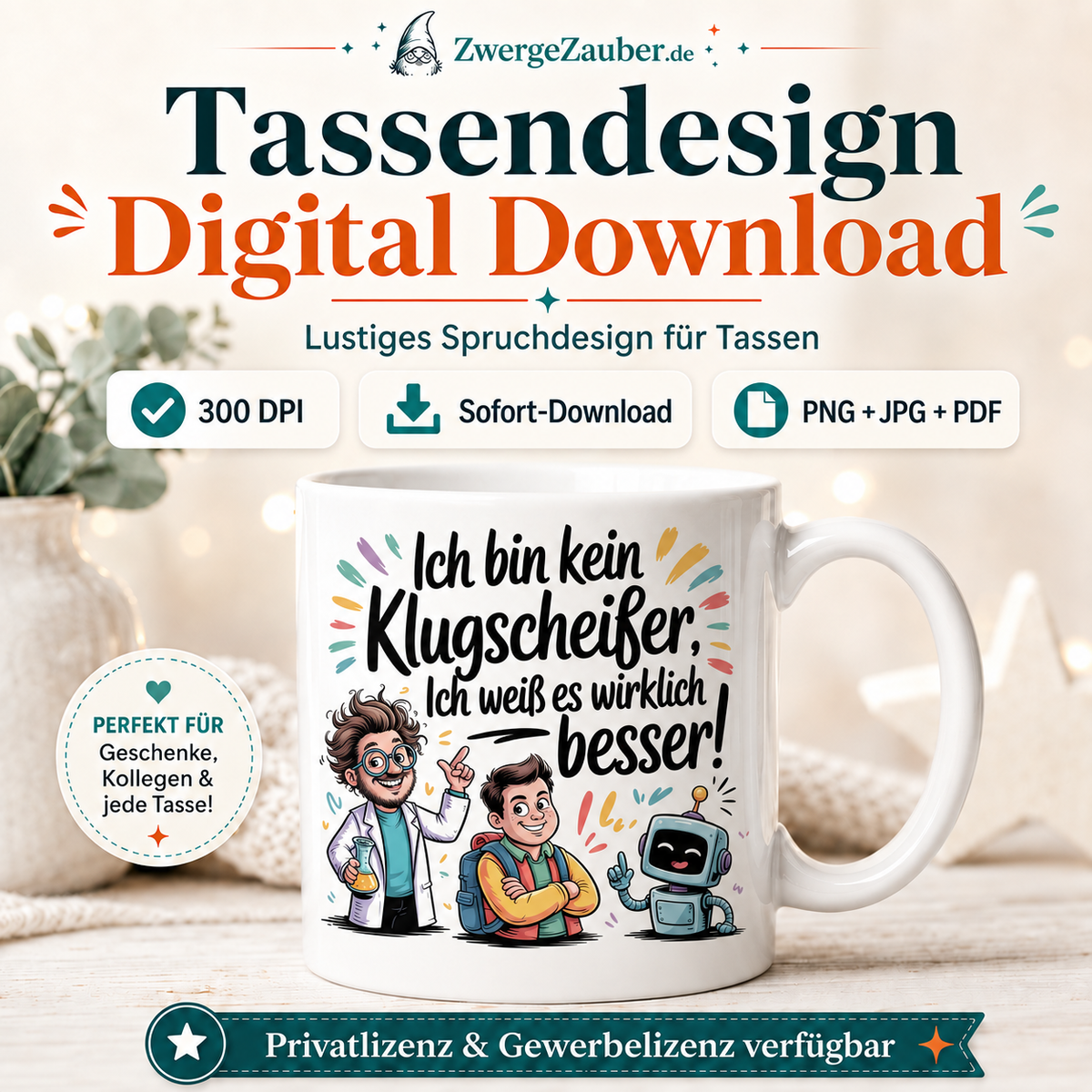 ZwergeZauber Tassendesign Ich bin kein Klugscheißer ich weiß es besser  – Verkaufsbild 1