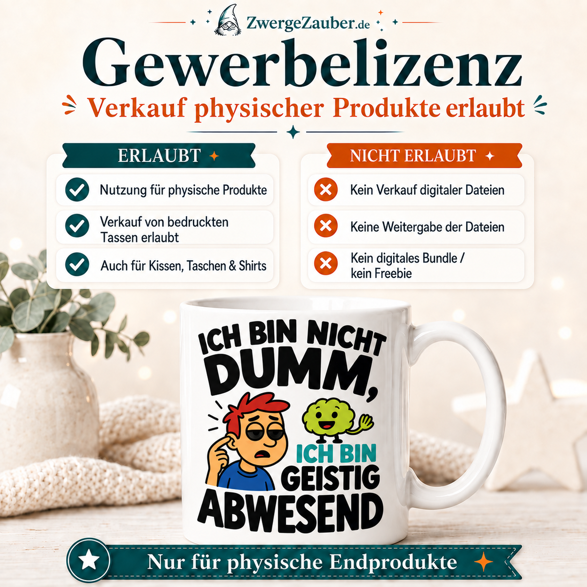 ZwergeZauber Tassendesign Ich bin nicht dumm, ich bin geistig abwesend – Verkaufsbild 4
