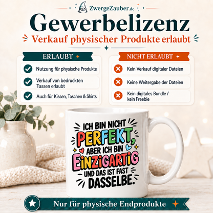 ZwergeZauber Tassendesign Ich bin nicht perfekt ich bin einzigartig – Verkaufsbild 4