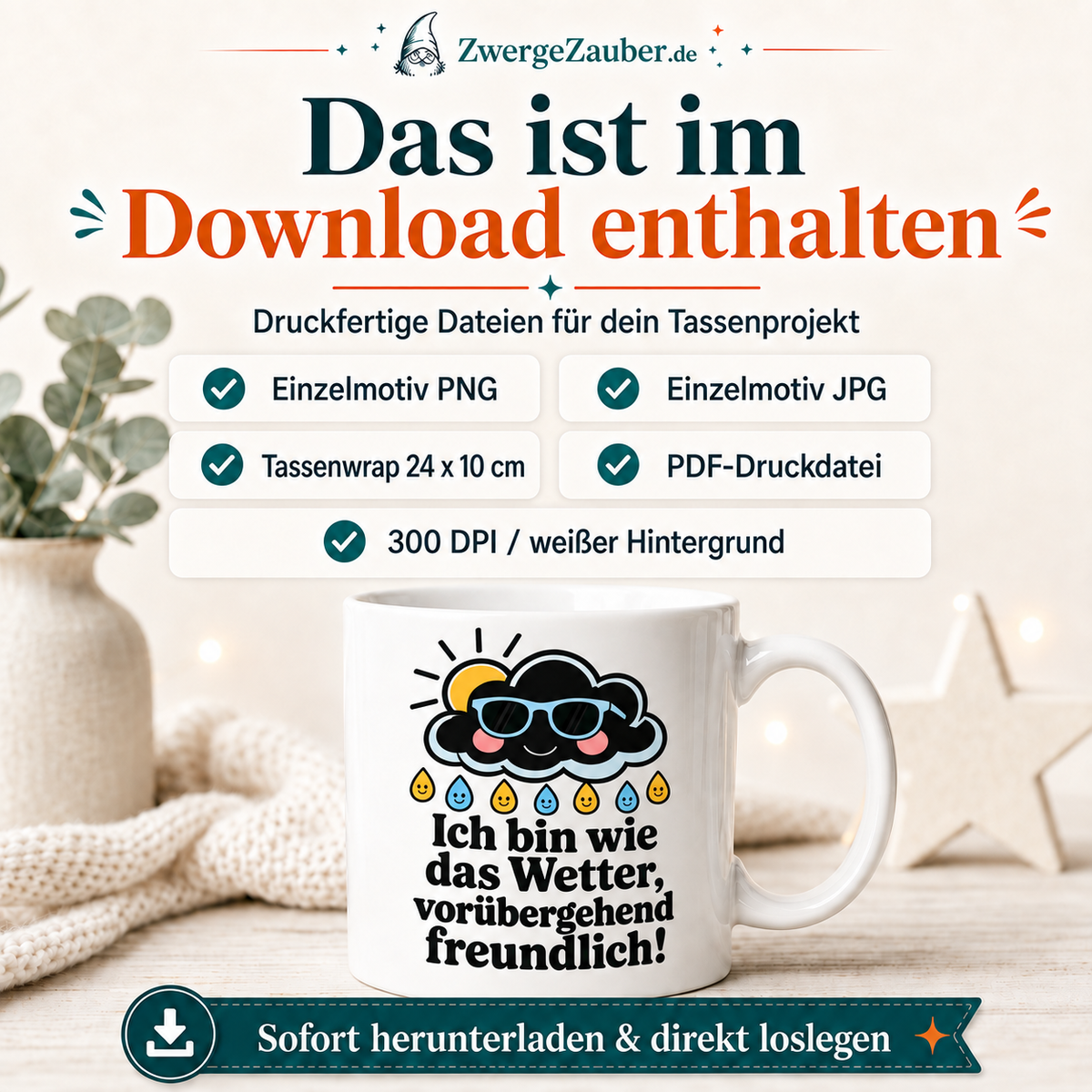 ZwergeZauber Tassendesign Ich bin wie das Wetter – Verkaufsbild 2