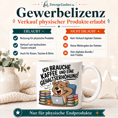 ZwergeZauber Tassendesign Ich brauche Kaffee und eine Gehaltserhöhung – Verkaufsbild 4