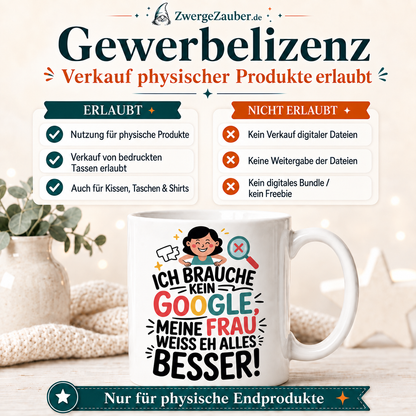 ZwergeZauber Tassendesign Ich brauche kein Google meine Frau weiß alles besser – Verkaufsbild 4