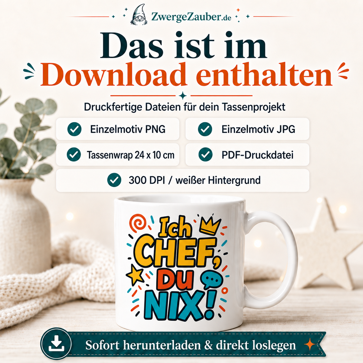 ZwergeZauber Tassendesign Ich Chef, du nix! – Verkaufsbild 2