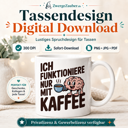 ZwergeZauber Tassendesign Ich funktioniere nur mit Kaffee – Verkaufsbild 1