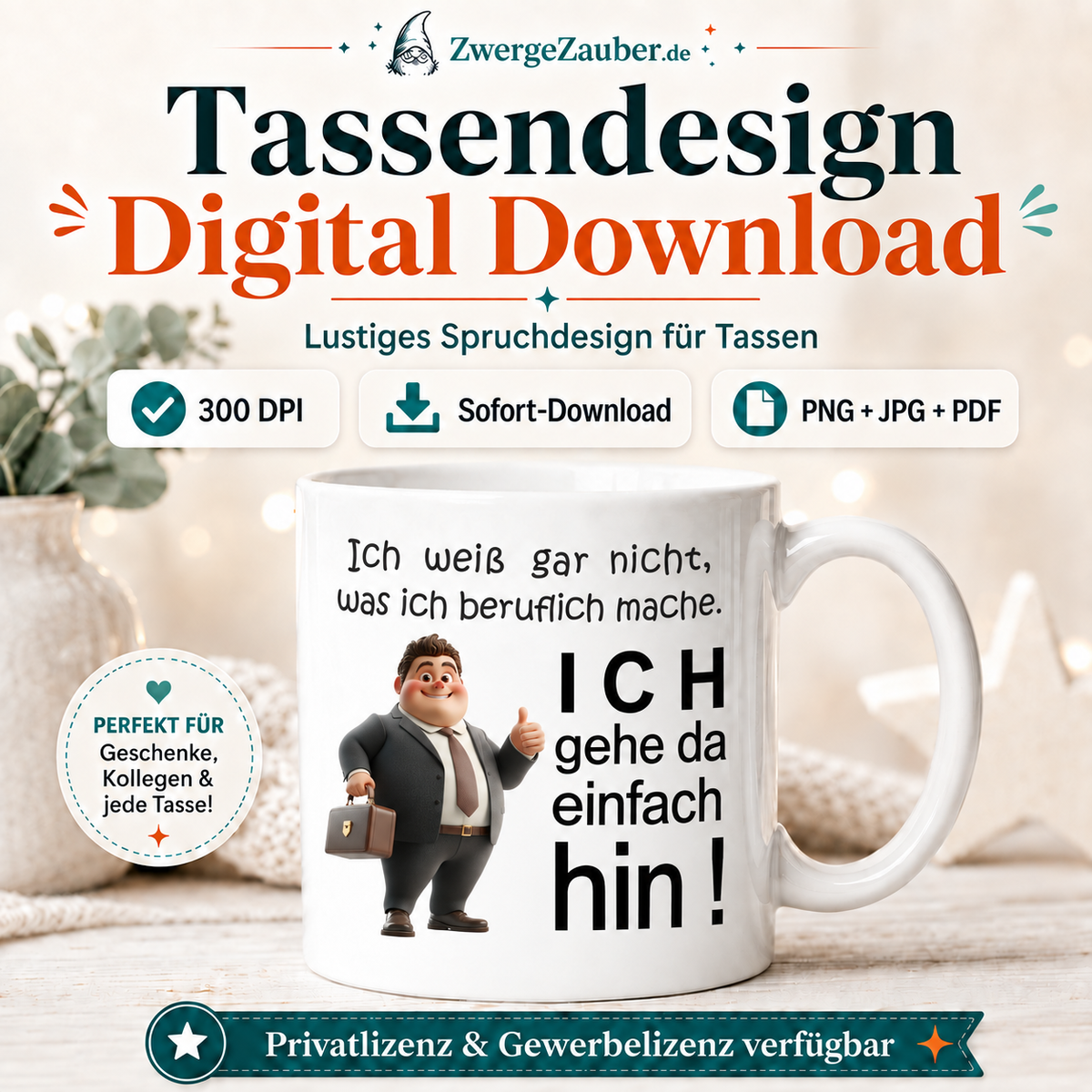 ZwergeZauber Tassendesign Ich gehe da einfach hin – Verkaufsbild 1