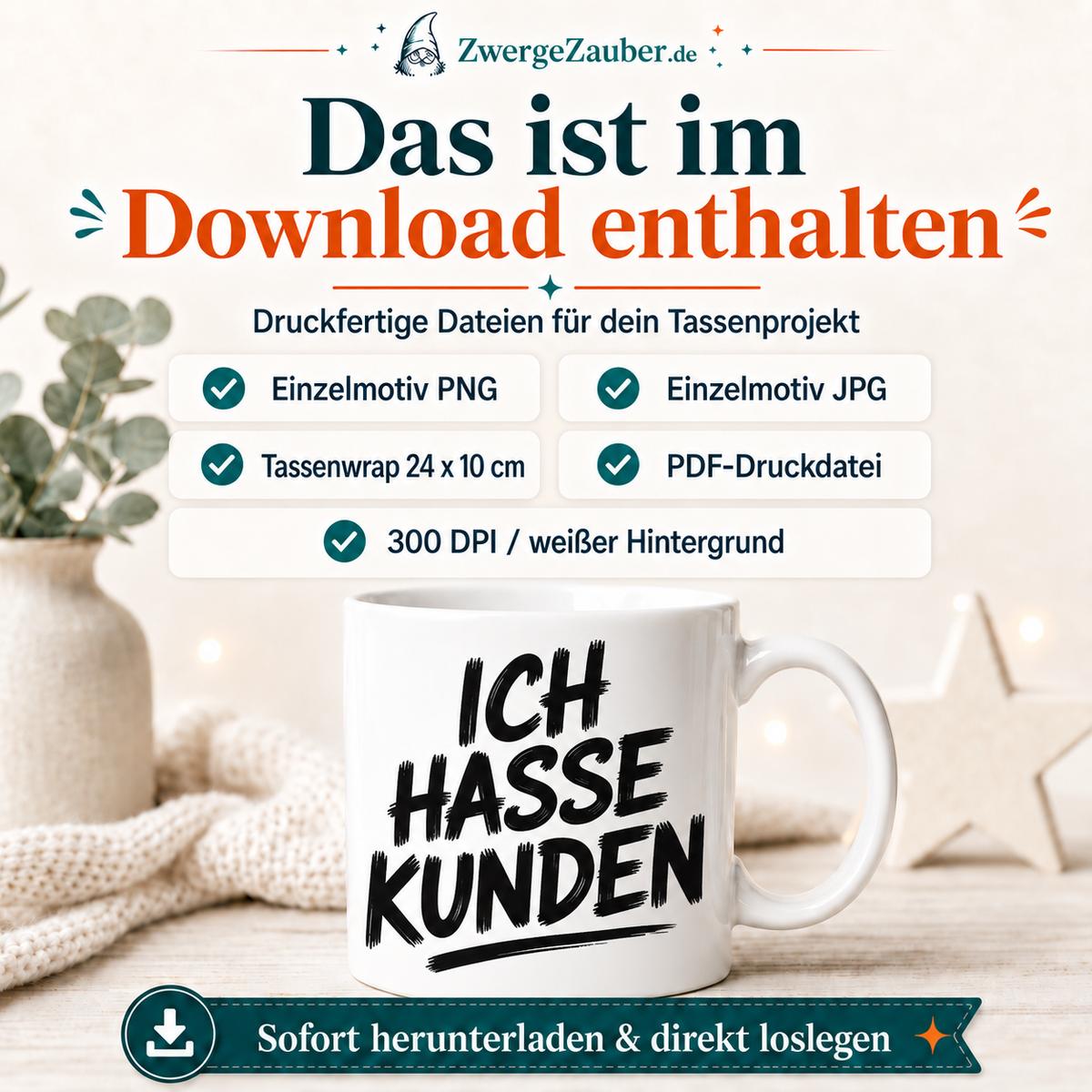 ZwergeZauber Tassendesign Ich hasse Kunden  – Verkaufsbild 2