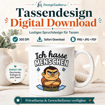 ZwergeZauber Tassendesign Ich hasse Menschen – Verkaufsbild 1