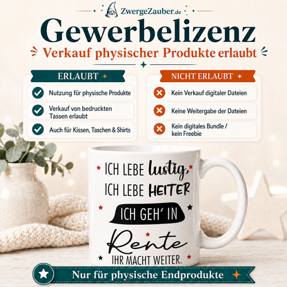 ZwergeZauber Tassendesign Ich lebe lustig, ich lebe heiter - Rentenspruch – Verkaufsbild 4