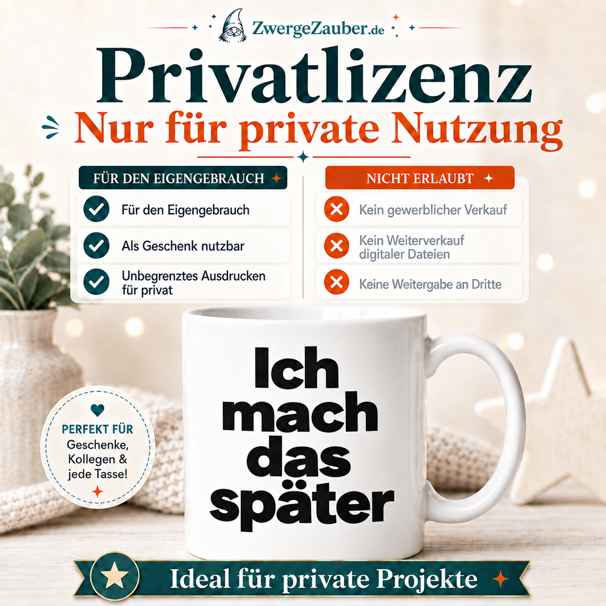 ZwergeZauber Tassendesign Ich mach das später – Verkaufsbild 3