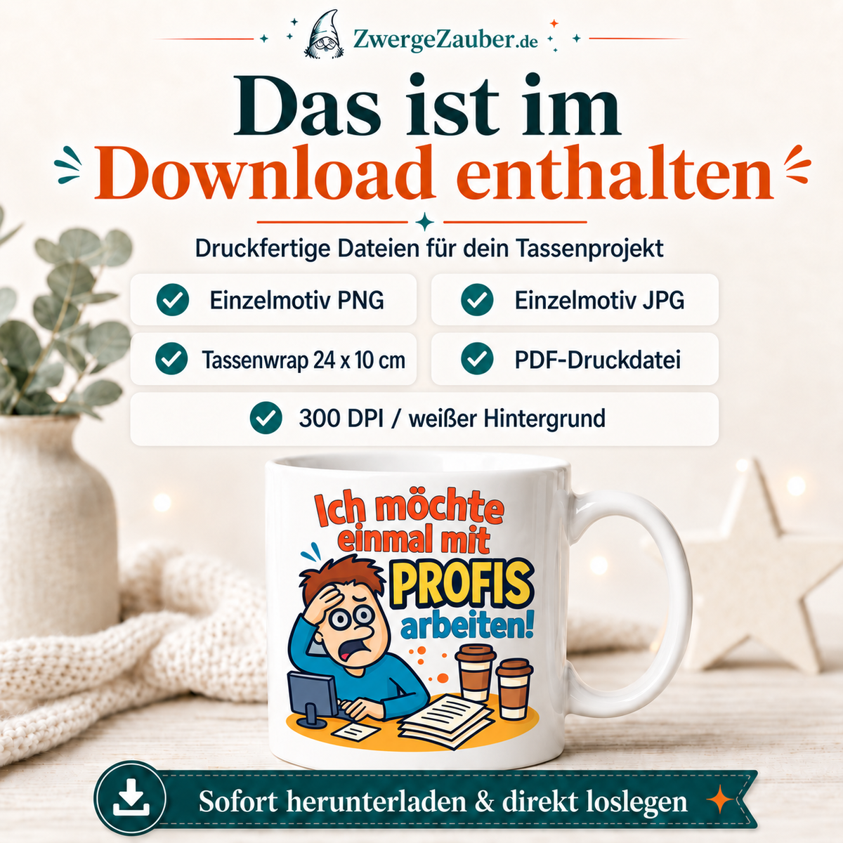 ZwergeZauber Tassendesign Ich möchte einmal mit Profis arbeiten  – Verkaufsbild 2