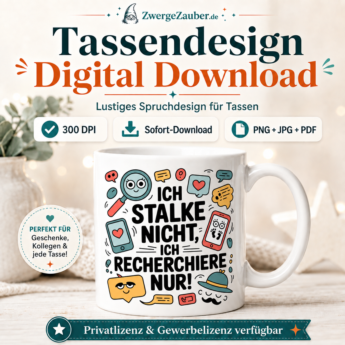 ZwergeZauber Tassendesign Ich stalke nicht, ich recherchiere nur  – Verkaufsbild 1