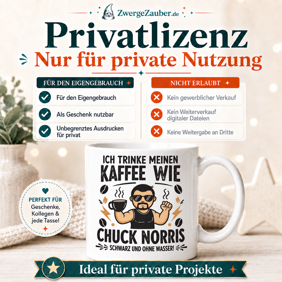 ZwergeZauber Tassendesign Ich trinke meinen Kaffee wie Chuck Norris – Verkaufsbild 3