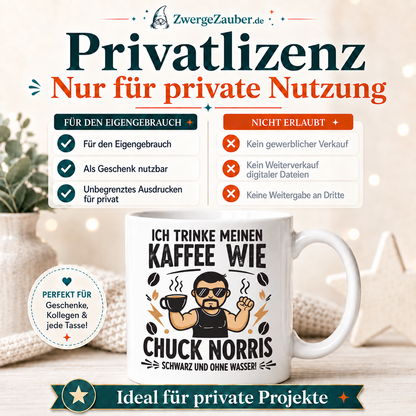ZwergeZauber Tassendesign Ich trinke meinen Kaffee wie Chuck Norris – Verkaufsbild 3