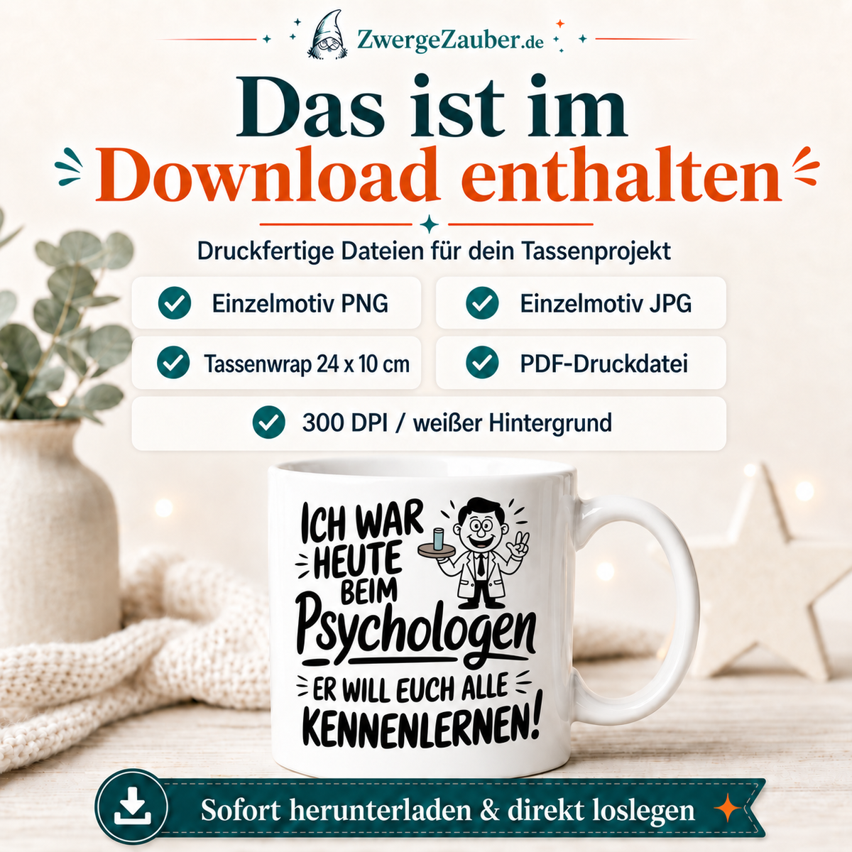 ZwergeZauber Tassendesign Ich war heute beim Psychologen  – Verkaufsbild 2