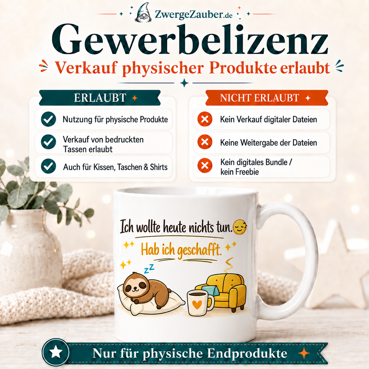 ZwergeZauber Tassendesign Ich wollte heute nichts tun – Verkaufsbild 4