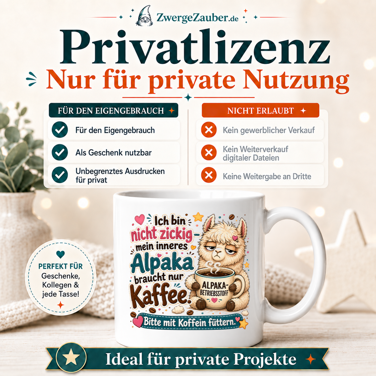 ZwergeZauber Tassendesign Mein inneres Alpaka braucht Kaffee – Verkaufsbild 3