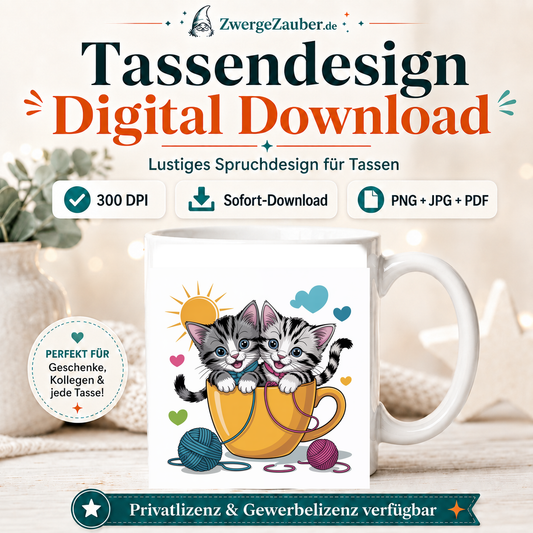 ZwergeZauber Tassendesign Kätzchen in der Tasse – Verkaufsbild 1