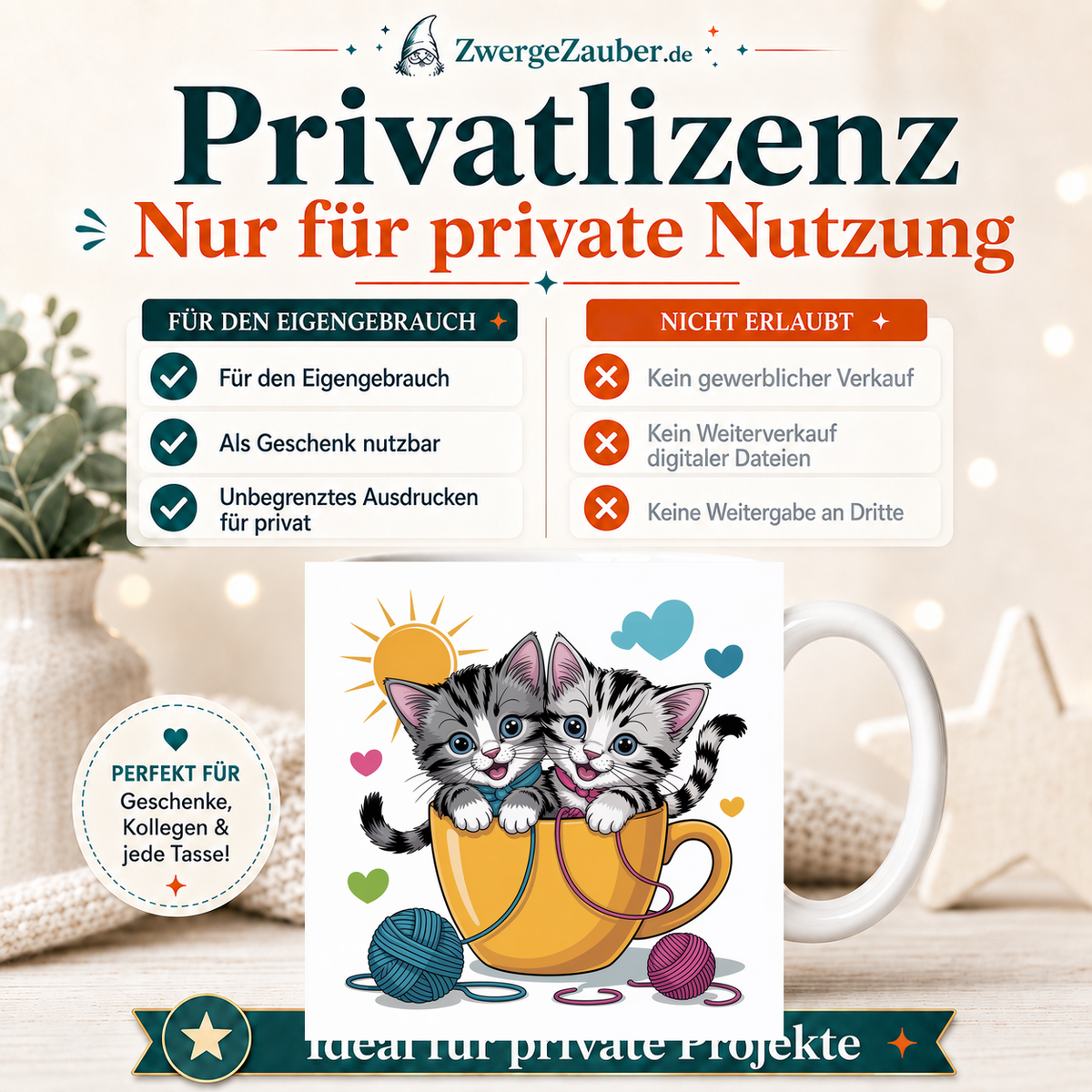 ZwergeZauber Tassendesign Kätzchen in der Tasse – Verkaufsbild 3