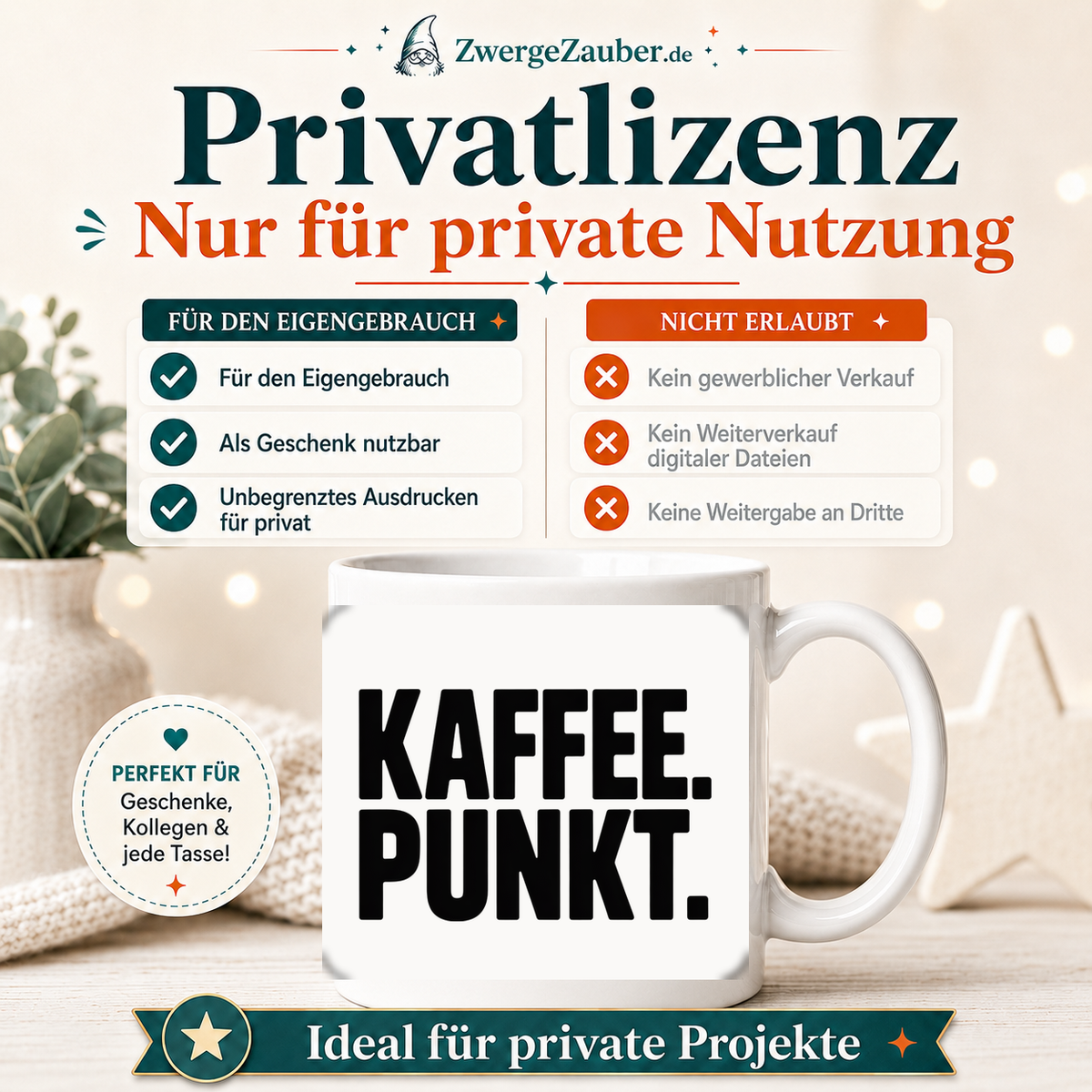 ZwergeZauber Tassendesign Kaffee. Punkt.  – Verkaufsbild 3