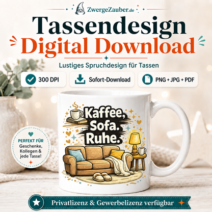 ZwergeZauber Tassendesign Kaffee, Sofa, Ruhe – Verkaufsbild 1