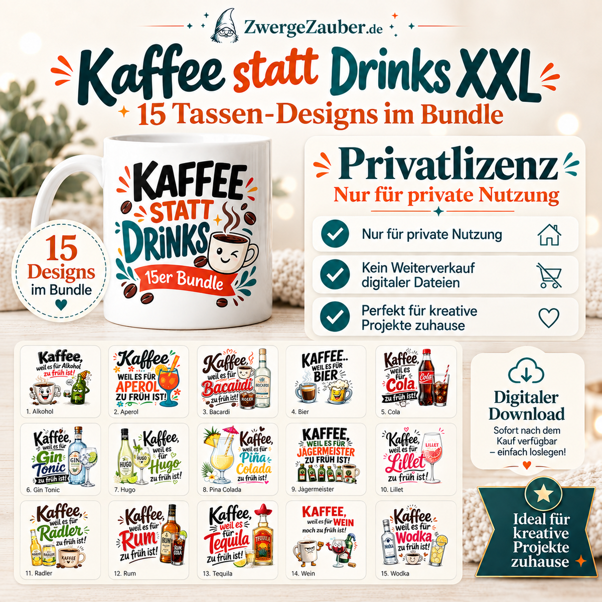 ZwergeZauber Tassendesign 15 lustige Tassendesigns als Digital Download – Verkaufsbild 3
