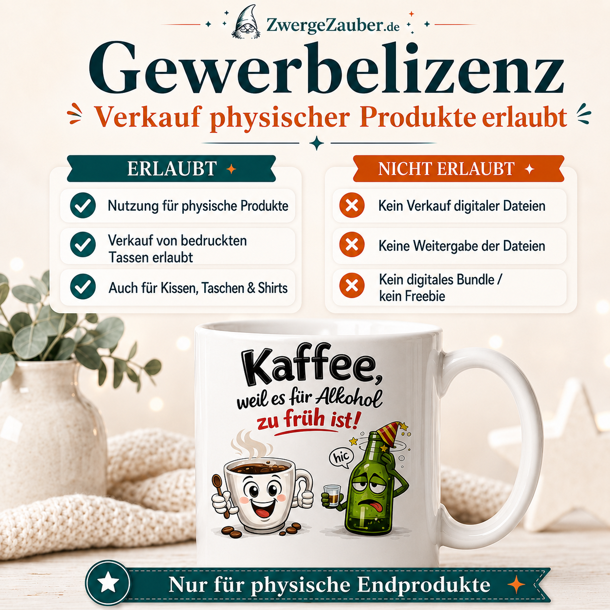 ZwergeZauber Tassendesign Kaffee, weil es für Alkohol zu früh ist! – Verkaufsbild 4
