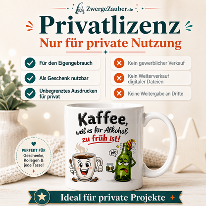 ZwergeZauber Tassendesign Kaffee, weil es für Alkohol zu früh ist! – Verkaufsbild 3