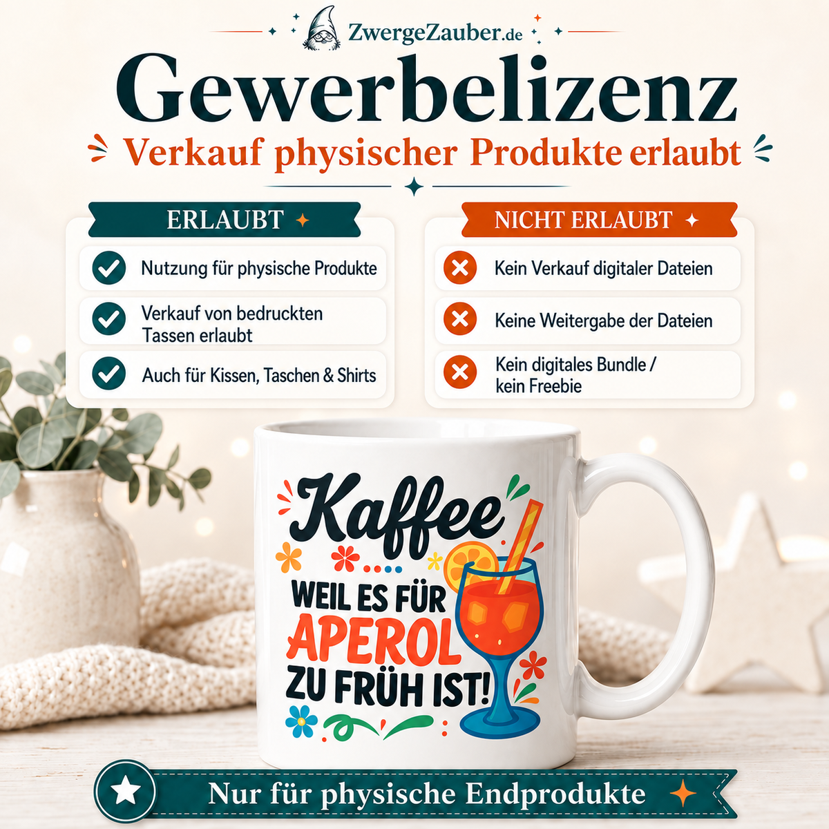 ZwergeZauber Tassendesign Kaffee, weil es für Aperol zu früh ist – Verkaufsbild 4