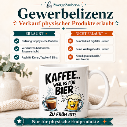 ZwergeZauber Tassendesign Kaffee weil es für Bier zu früh ist  – Verkaufsbild 4