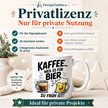 ZwergeZauber Tassendesign Kaffee weil es für Bier zu früh ist  – Verkaufsbild 3