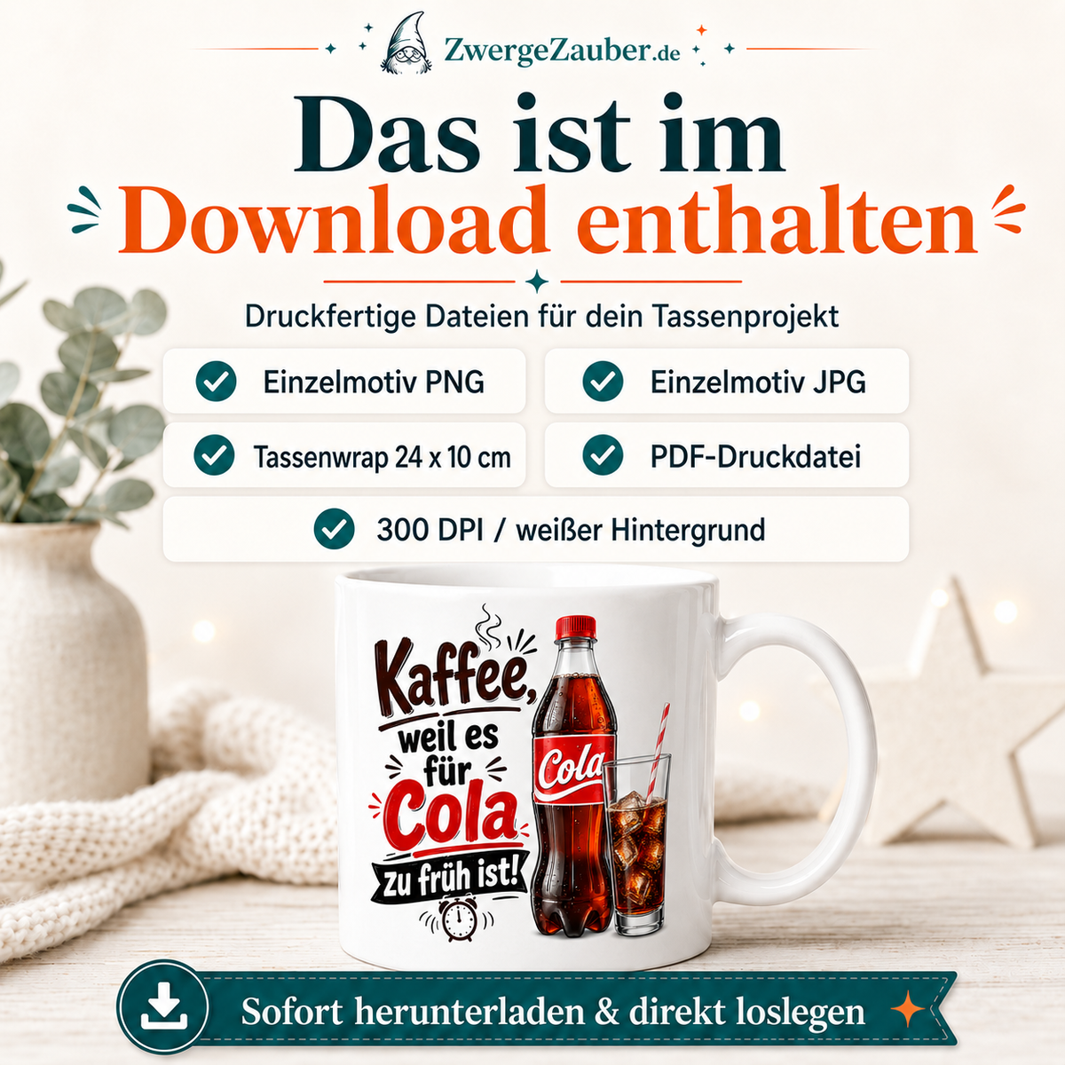 ZwergeZauber Tassendesign Kaffee weil es für Cola zu früh ist  – Verkaufsbild 2