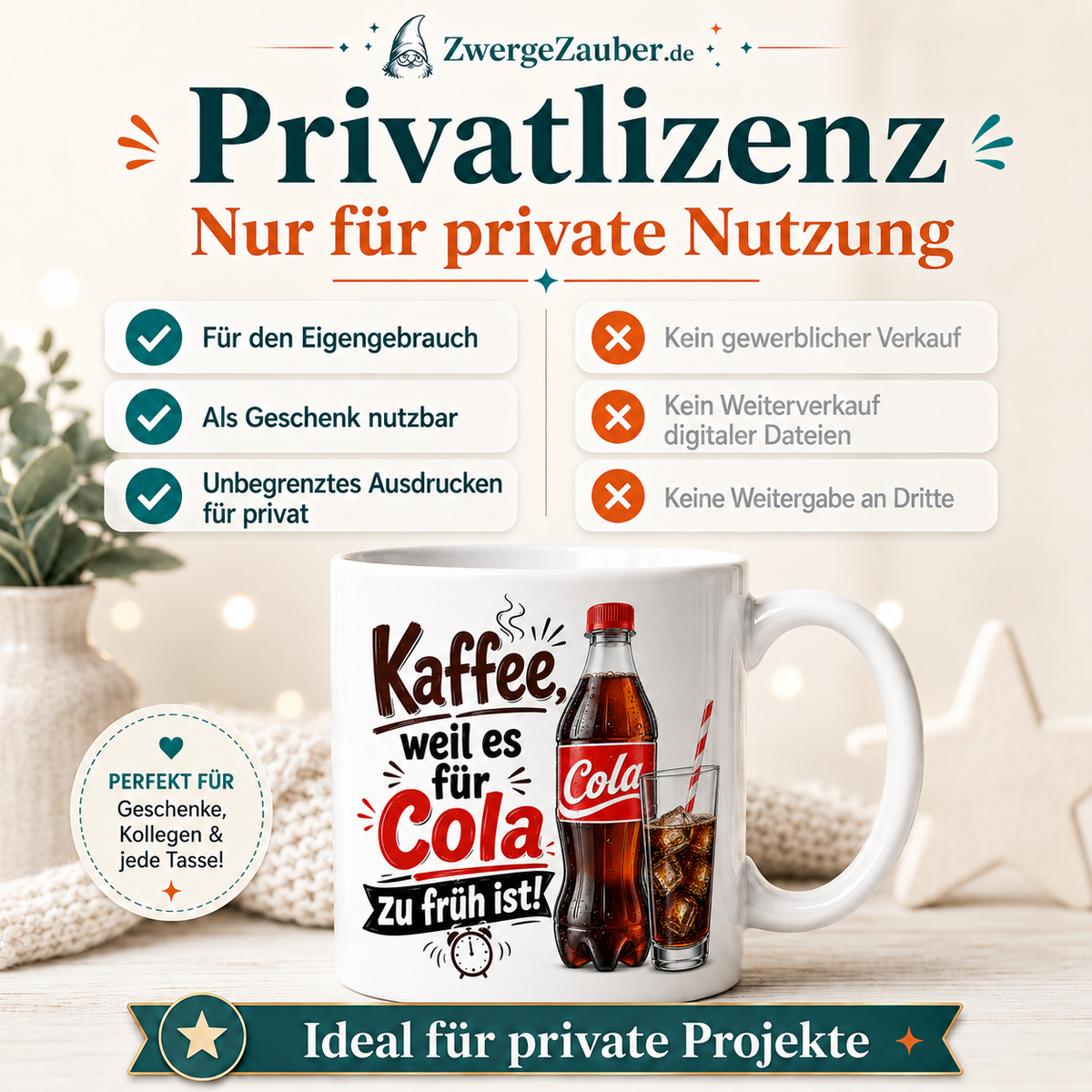 ZwergeZauber Tassendesign Kaffee weil es für Cola zu früh ist  – Verkaufsbild 3