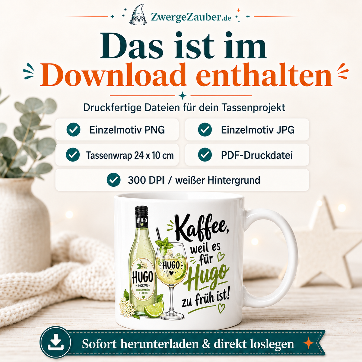 ZwergeZauber Tassendesign Kaffee, weil es für Hugo zu früh ist – Verkaufsbild 2