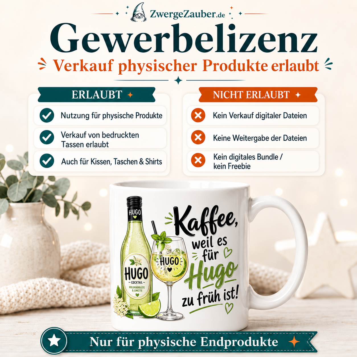 ZwergeZauber Tassendesign Kaffee, weil es für Hugo zu früh ist – Verkaufsbild 4
